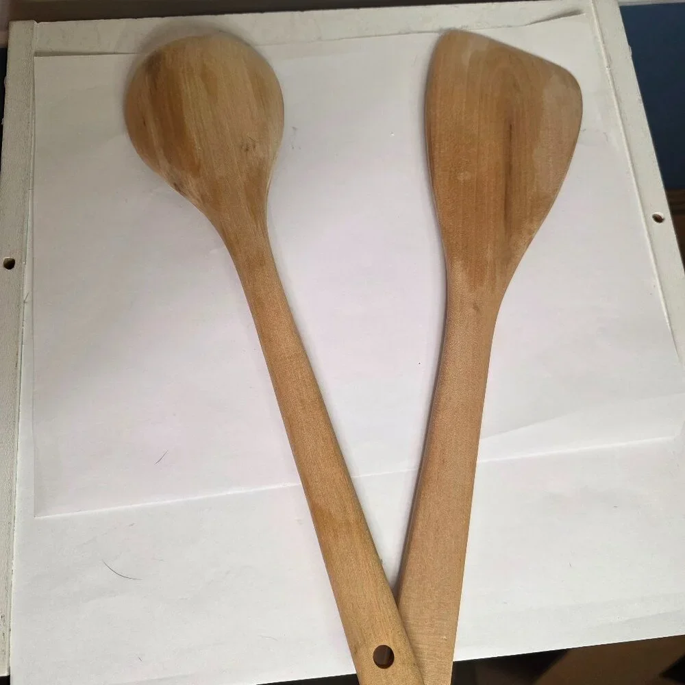Lot of Two Wooden Spoon Spatula